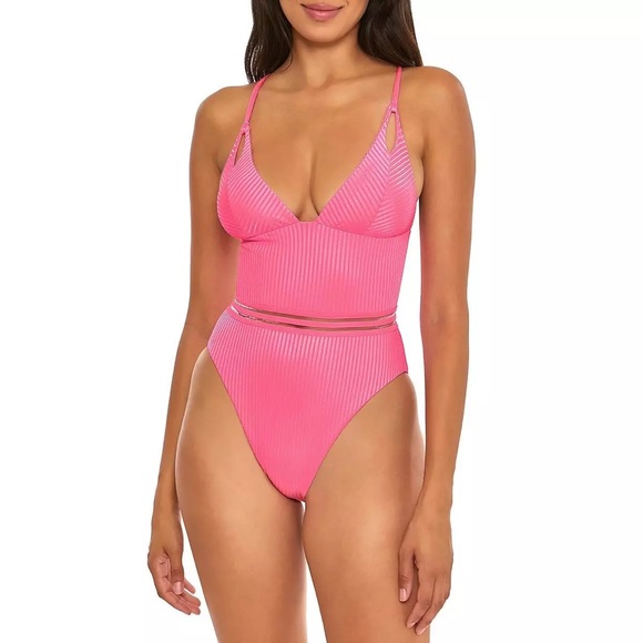 Isabella Rose Other - Isabella Rose NWT Queensland high leg neon Barbie pink one piece swimsuit
